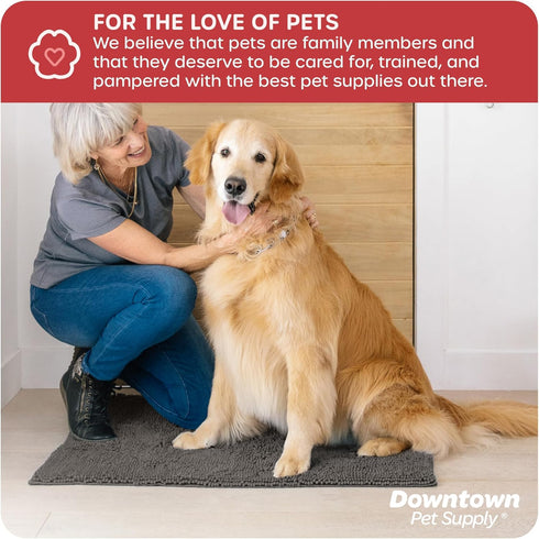 My Doggy Place Microfiber Dog Mat for Muddy Paws, 36" x 26" Ash, Absorbent Quick-Drying Dog Cleaning Mat
