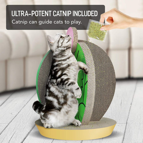 FluffyDream Cactus Shape Cat Condo Scratcher Post, Green Colour, Cardboard Scratching House Bed Furniture Protector