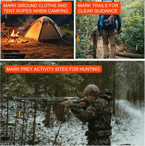 48-Pack 4" Little World High Visibility Reflective Trail Markers - Fluorescent Orange Clips for Hunting, Hiking