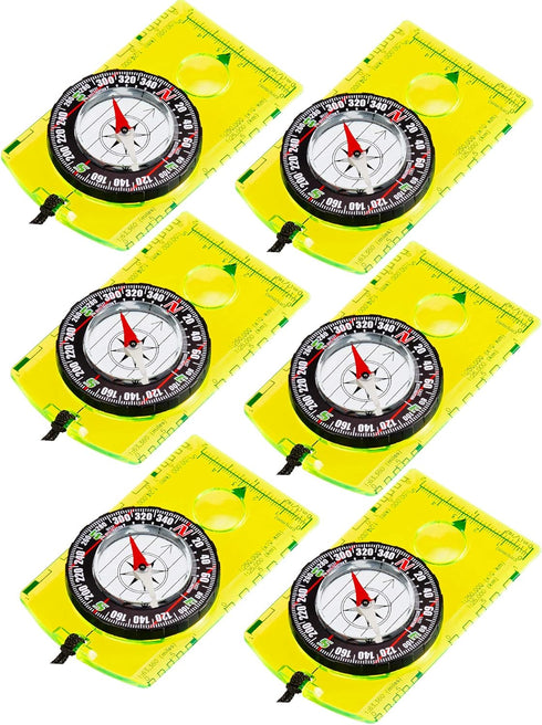 Gejoy 6 Pieces Orienteering Compass Bulk Scout Compass with Declination Magnifier Ruler and
