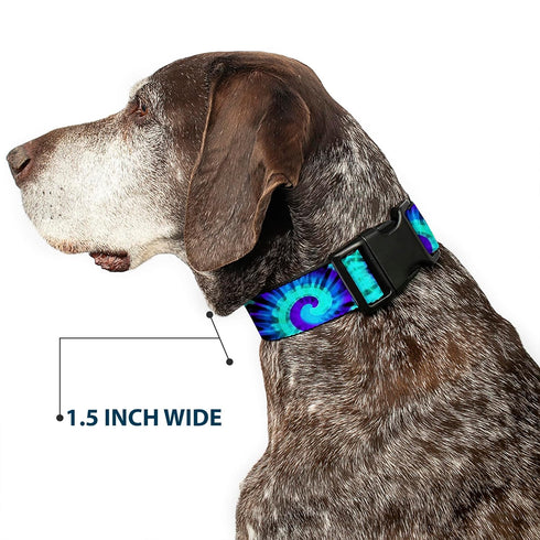 Buckle-Down Plastic Clip Collar, Tie Dye Swirl Purples/Blues, 1" Wide, Fits 15-26" Neck