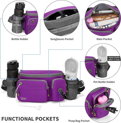 TUDEQU 4-in-1 Hands Free Dog Leash for Large Dogs with Fanny Pack, Waist Leash for Dog Walking