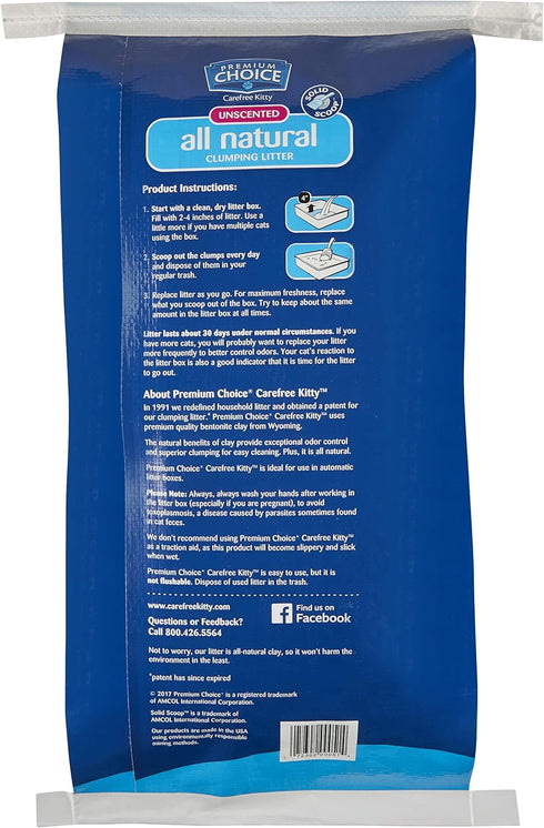 Carefree Kitty Unscented All-Natural Clumping Cat Litter - 25lb Bag (Packaging May Vary)