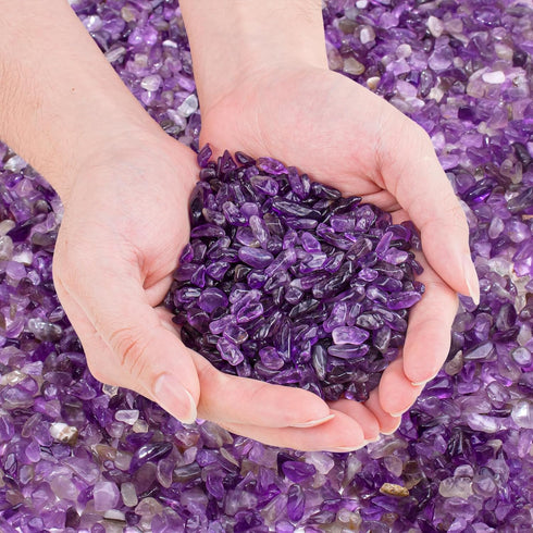 EZEELAI 0.88 Lb Amethyst Crushed Stones Crystal Quartz Chips, Natural Tumbled Stones Irregular
