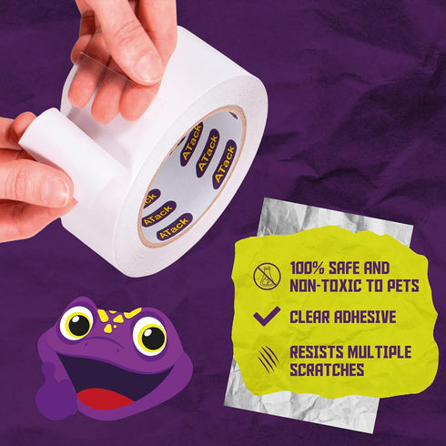 ATack Cat Anti-Scratch Training Tape, Clear, Residue-Free, 2.5" x 20 Yards, Scratch Deterrent for Furniture