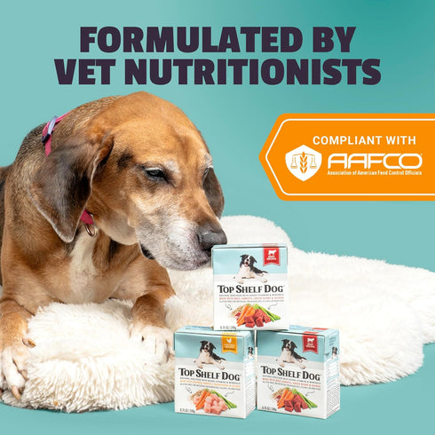 6 8.75oz Fresh Dog Food, All Natural Complete Meal or Kibble Topper, Shelf Stable Premade Wet Recipe with Added