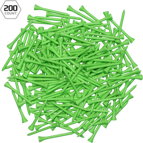 IZZO Golf Wood Golf Tees, Neon Green, 1.75 Inch (Pack of 200)