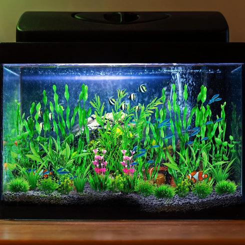 25pcs Green Fish Tank Decor, Aquarium Plants, Artificial Plants, Fish Tank Accessories, Small to Large