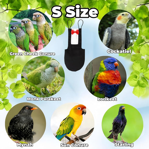 Magnoloran 80in Bird Diapers Bird Harness Tuxedo Flight Suits with Flying Leash Parrot Nappy with Waterproof Inner