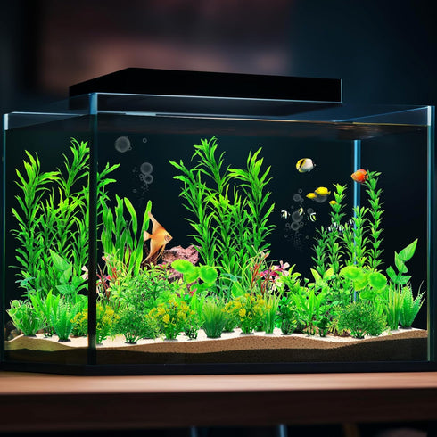 30pcs Fish Tank Accessories, Green Plastic Plants for Aquarium Decorations