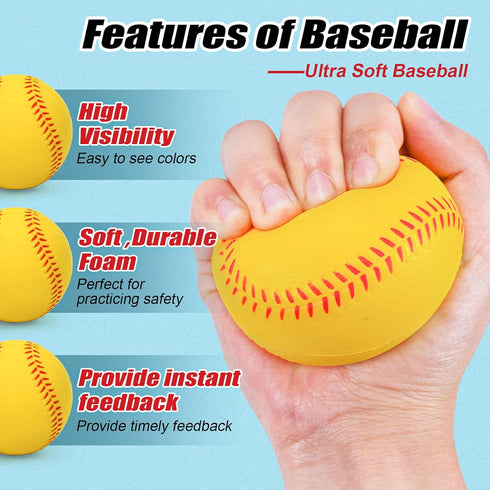 Bac-kitchen 9 Inch Foam Baseballs, Soft Baseballs Training Pitch Stress Ball with Drawstring Bag