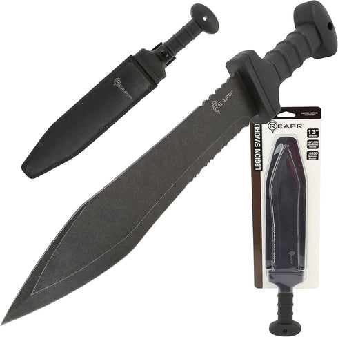 Reapr 11019 Legion Tactical Sword with Sheath for Camping, Hiking, Emergencies, Self-Defense, 20" Overall Length, Black