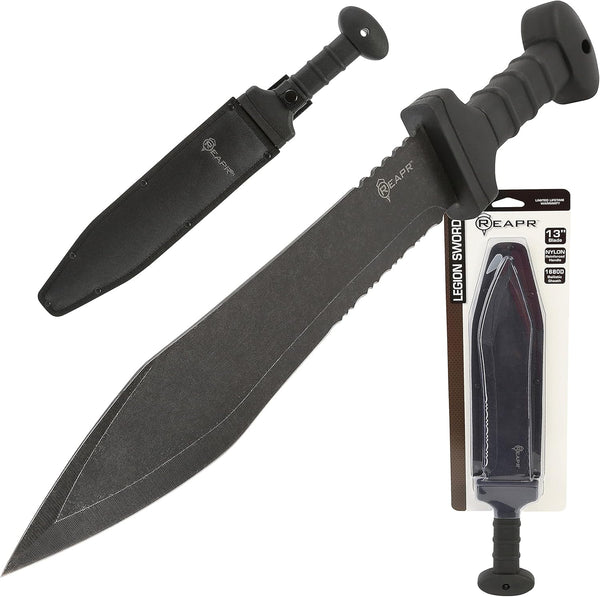 Reapr 11019 Legion Tactical Sword with Sheath for Camping, Hiking, Emergencies, Self-Defense, 20" Overall Length, Black