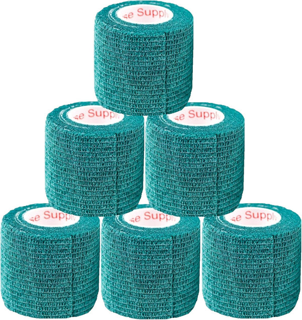 2 Inch Vet Wrap Tape Bulk, Hunter Green, Pack of 6, Self Adhesive Flex Bandage for Pets