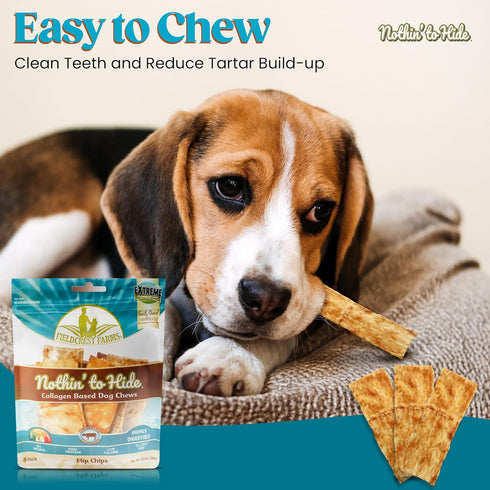 Fieldcrest Farms 35lbs, 2 Packs (16 Nothin to Hide Flip Chips Dog Chews - Natural Rawhide Alternative Treats for Dogs