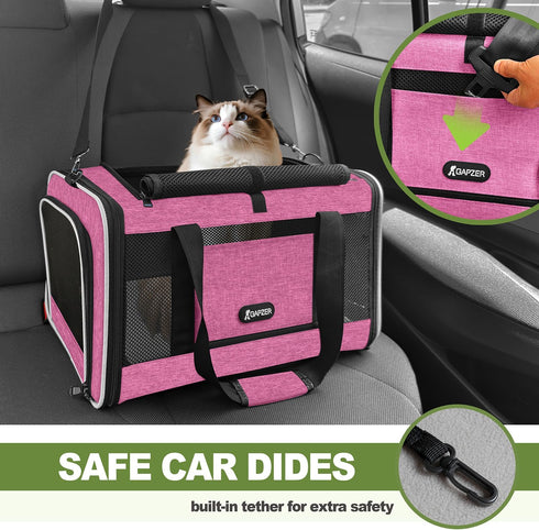 18x11x11 15 12 lbs, 20lbs GAPZER Cat Carrier Delta Airline Approved, Easy Load Soft Pet Plane Travel Bag pounds, Teacup