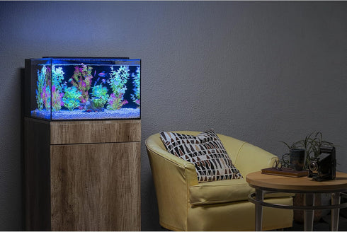 GloFish Plant Aquarium Décor - Large Green and White, Fluorescent Under Blue LED Light