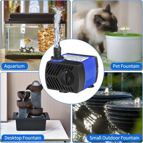 AQUANEAT Small Fountain Pump - 80 GPH Submersible Water Pump for Aquarium, Outdoor Fountain, Hydroponics