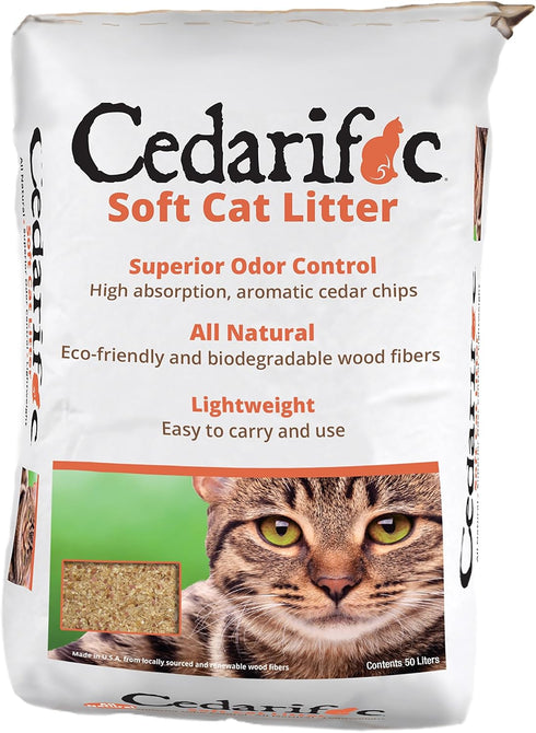 Northeastern Products Cedarific Natural Cedar Chips Cat Litter, 50 Liter Bag