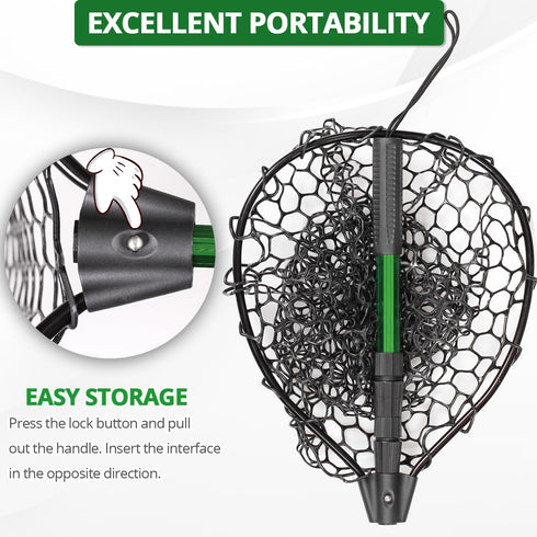 Telescoping Aluminum Alloy Fishing Net, Adjustable Length 32-52.7 Inches, Maximum Load 20 Pounds