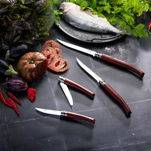 Opinel Effile Slimline Series Folding Fillet Knife with Virobloc Locking Collar and Sustainably Harvested Wood Handles