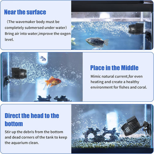 AQUANEAT Circulation Pump, Aquarium Wave Maker, Fish Tank Powerhead Submersible Water Pump with Suction Cup (Middle 800