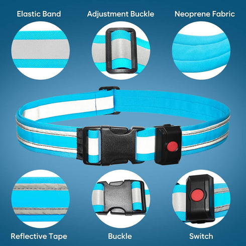 LED Running Belt, Reflective Light Up Waistband for Night Activities, Glowing LED Waist Light for Running