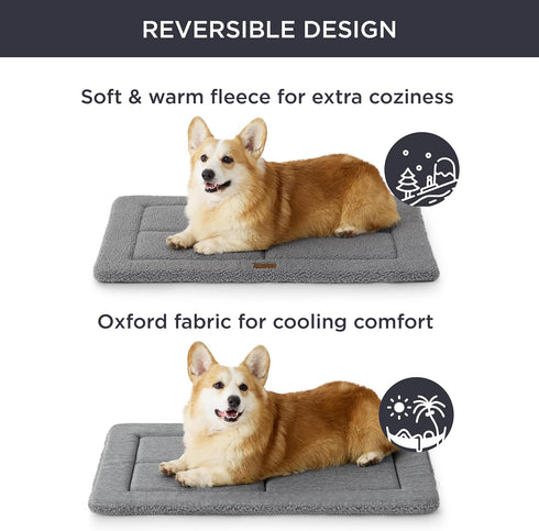 Bedsure Washable Dog Crate Bed for Small Dogs, Reversible Foam Floor Dog Mat for Indoor & Outdoor Use