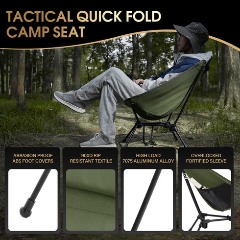 Backpacking 330 lbs MOON LENCE Portable Camping Chair, Lightweight Folding Hiking Chair, Plus Size Compact Yet, Support
