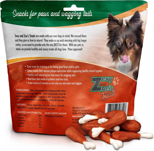 Zevy and Zoe's All Breeds Dog Treats, 11 oz, Rawhide Free Chicken Sticks Wrapped Dog Chews