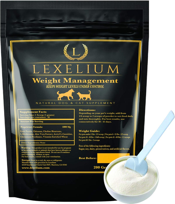 Organic Weight Management Supplement for Cats & Dogs, 100% Natural Powder, Helps with Weight Loss, 200 Grams