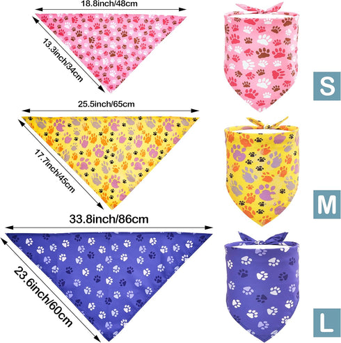 10PCS Big Dog Bandanas Large Breed Paw Print for Extra Large XL XXL Triangle Bibs Head Scarves for Boys Girls Grooming Accessories Costume