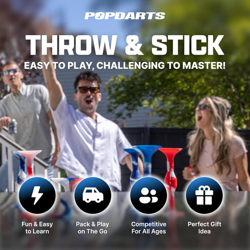 Pack Set Popdarts PRO Game (Red & Black) - Indoor, Outdoor Suction Cup Throwing Game - Competition with a POP