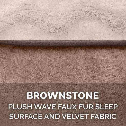 Furhaven Replacement Dog Bed Cover - Perfect Comfort Plush & Velvet Waves, Machine Washable, Brownstone, Jumbo