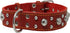 Red Real 1.5" Wide Thick Leather Studded Dog Collar, Fits 17"-21.5" Neck, Large Breeds
