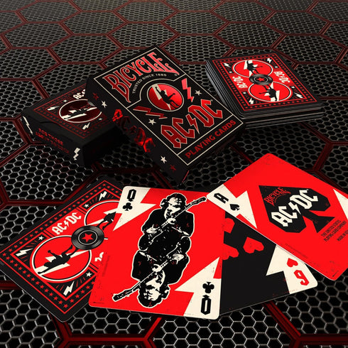 1 Bicycle ACDC Playing Cards, Features Iconic ACDC Song Titles and Band Designs, Red and Black, Deck