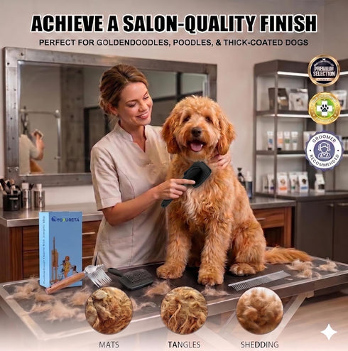 3pc Large Slicker Brush for Dogs - Long Pin Deshedding Brush for Mats & Shedding on Long Haired Dogs, Doodles, Poodles