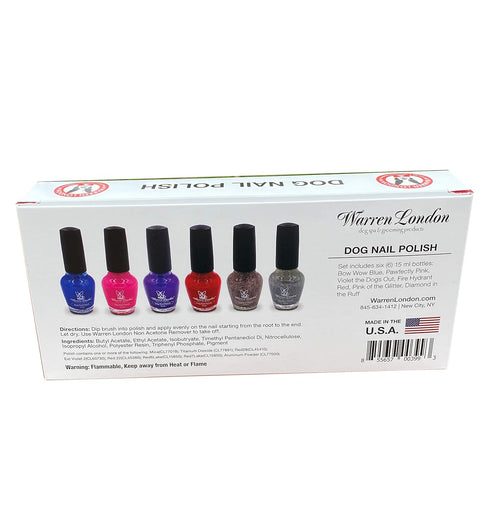 Warren London Dog Nail Polish in A Bottle, Premium Coverage and Color, All 6 Colors