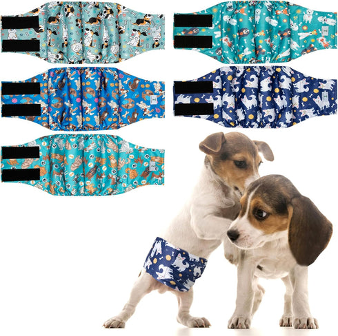 5Pack Dog Diapers Male,Leakproof Pet Soft Dog Belly Band Wraps,Reusable High Absorbency Male Dog Diaper,Wider Washable