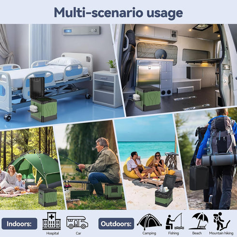 Collapsible Portable Toilet for Camping, Travel, Outdoor, Car, RV & Emergency Use, Potty with Paper Holder for Adults