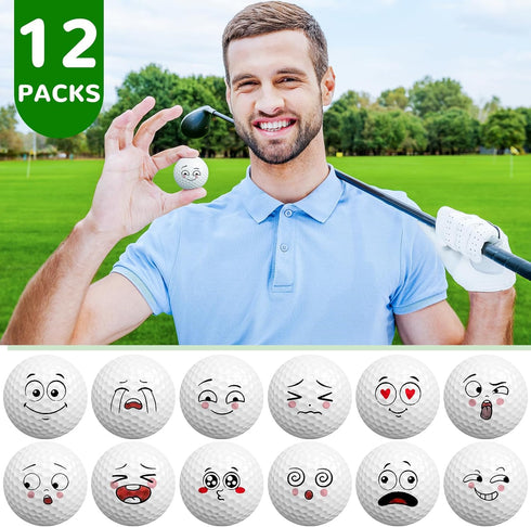 Syhood 12 Pcs Funny Golf Balls, Emotion Face Novelty Golf Balls, Cute Golf Accessories for Boys Girls