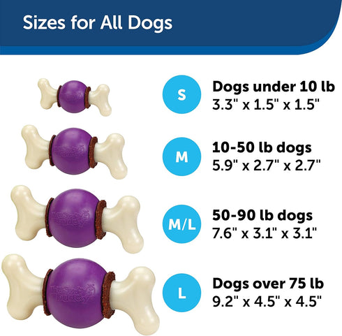 PetSafe Busy Buddy Bouncy Bone Dog Toy - Treat-Holding for Aggressive Chewers, M/L