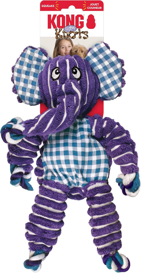 KONG Floppy Knots Knotted Rope Dog Toy, Tug Toy for Medium/Large Dogs, Elephant Design