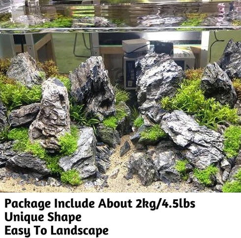PINVNBY Natural Rocks for Reptile and Amphibian Enclosures, PH Natural Aquarium Stone, Aquascaping