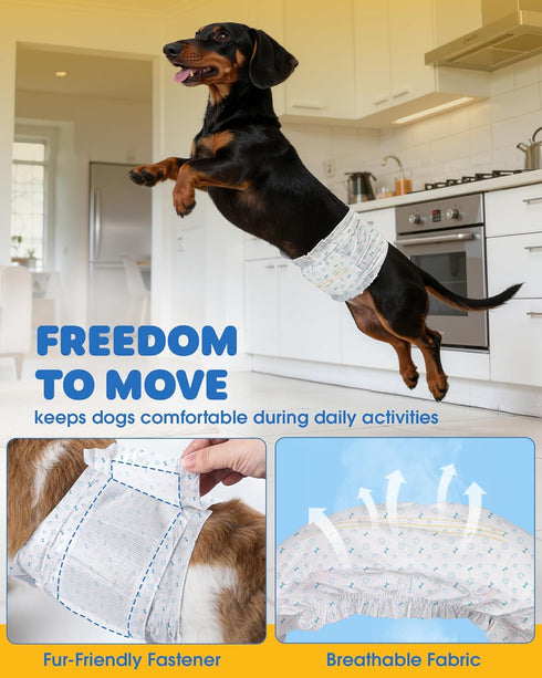 96 Count Powools Male Dog Wraps - Disposable Dog Diapers Small Size with Wetness Indicator, Leakproof & Comfortable
