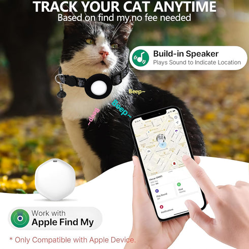 Bingolar IP68 GPS Tracker for Cats, Mini GPS Pet Tracker with Collar, Waterproof Cat Trackers,No Monthly Fee,Work