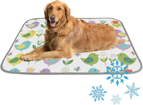 imiBBWQu Dog Cooling Mat Cute Birds Cool Mat for Dogs Washable Pet Cooling