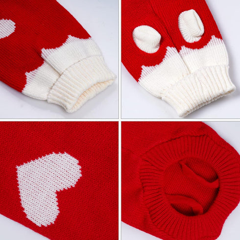 Pet Dog Knitted Sweaters Turtleneck Pajamas, Soft Winter Warm Clothing for Dogs and Cats, Valentine Christmas Apparel