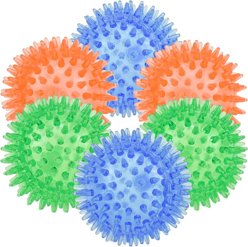 6PACK Squeaky Dog Toys, Spiky Dog Balls for Dental Health, Squeaker Ball Toys for Aggressive Chewers (S 6PACK)