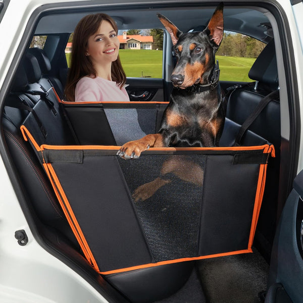 YOVEEKLE Large Dog Car Seat for Medium Dogs, Waterproof Faux Leather Pet Carrier